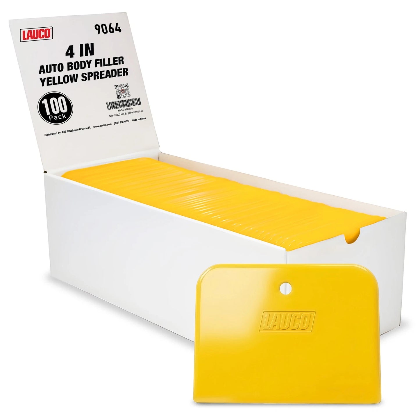 4" Reusable Yellow Plastic Spreaders (100-Pack) for Auto Body Filler - (9064)