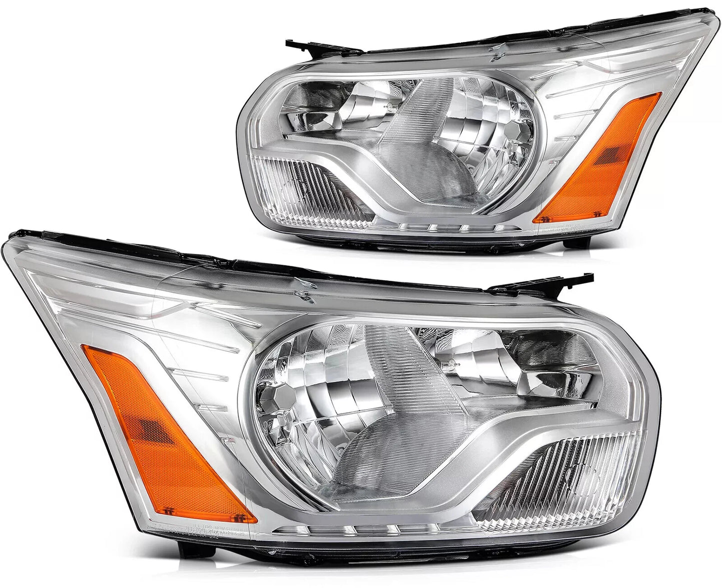 For 2015-2022 Ford Transit 150 250 350 Halogen Chrome Headlights Left+Right Pair