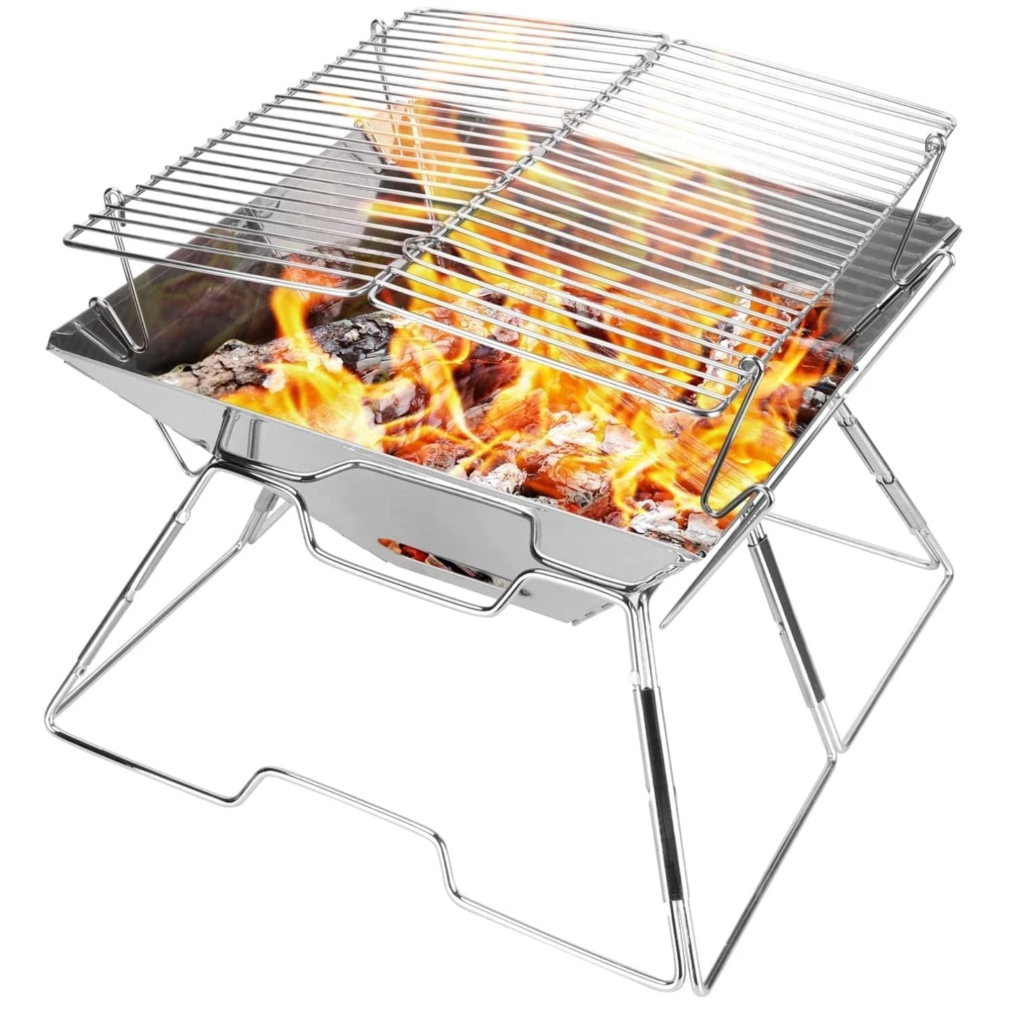 Stainless Steel Campfire Grill with Carrying Bag