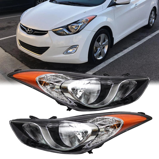 Für 2011-2013 Hyundai Elantra Chrom Halogen-Scheinwerfer-Set Paar mit Glühbirnen