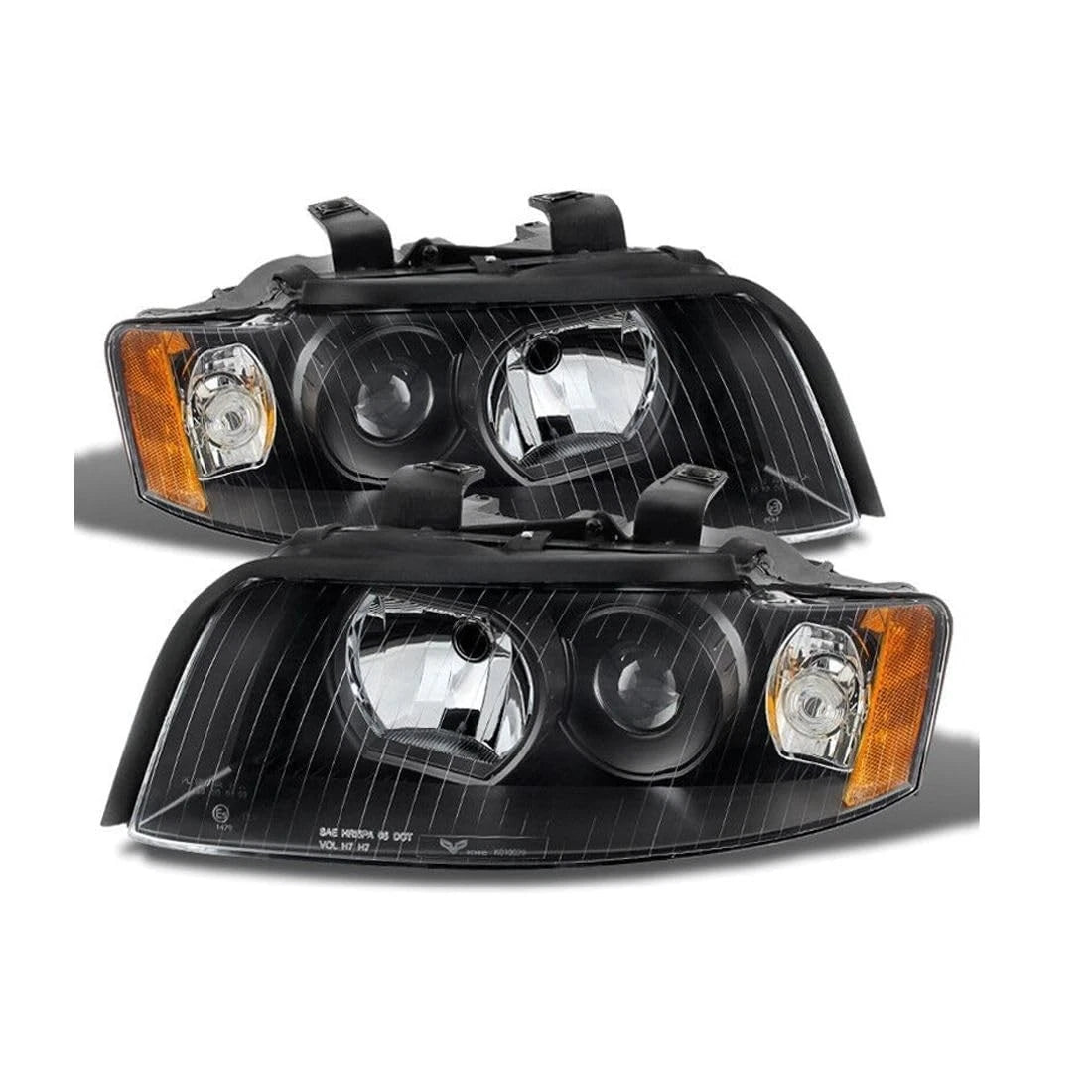 Black 2002-2005 Audi A4 S4 B6 Quattro Projector Headlights Replacement 02-05 Set