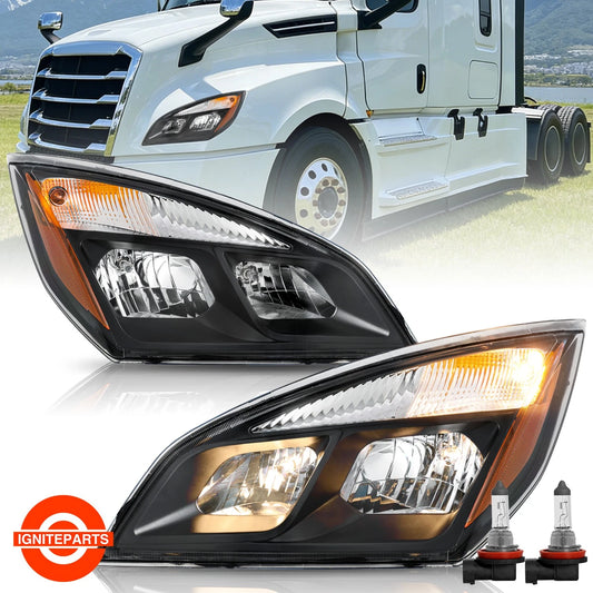 For 2018-2024 Freightliner Cascadia Halogen W/Bulbs Headlight Headlamp LH+RH SET