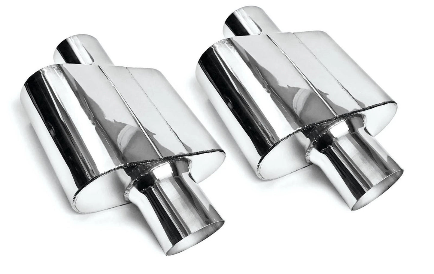 Pair of Single Chamber Performance Race Muffler 2.5" Center / Center