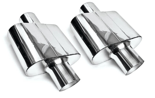 Pair of Single Chamber Performance Race Muffler 2.5" Center / Center