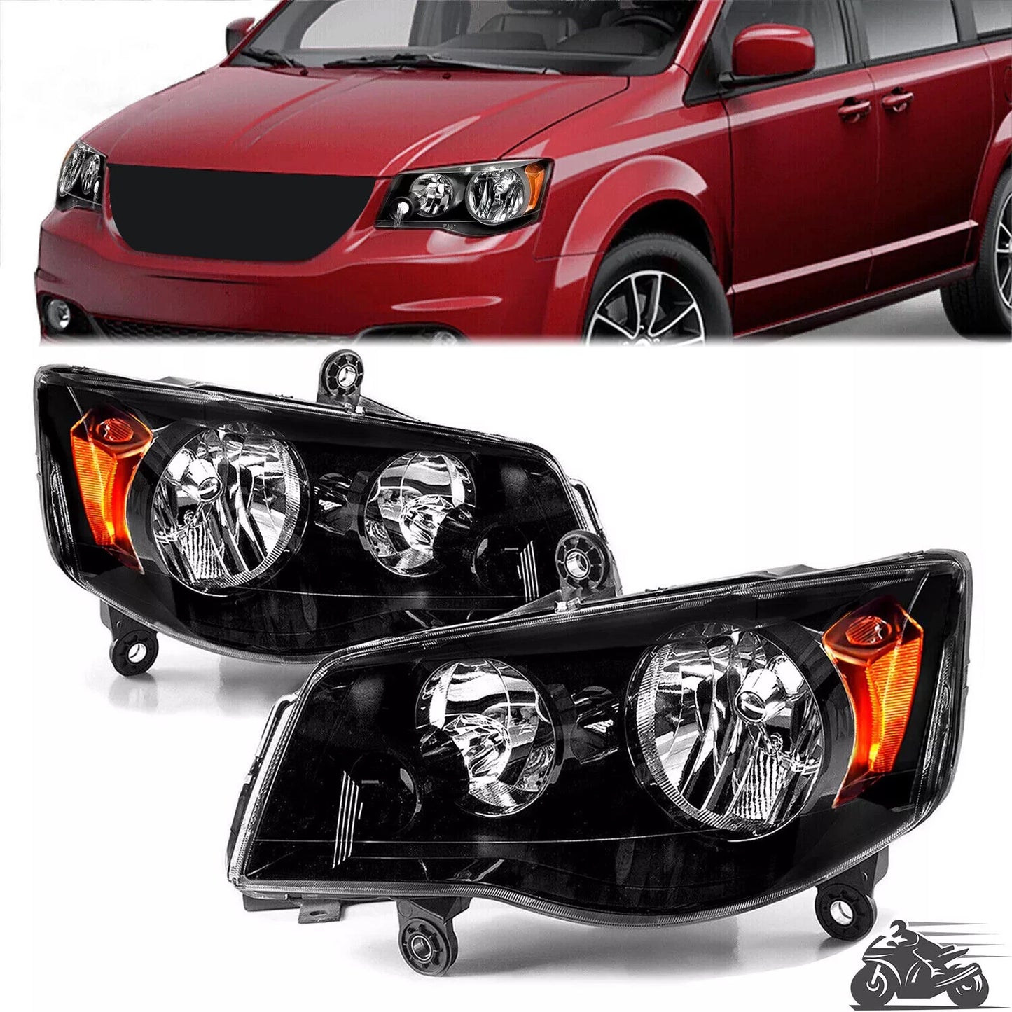 2Pcs Headlight For 2008-2016 Chrysler Town&Country 2011-2020 Dodge Grand Caravan