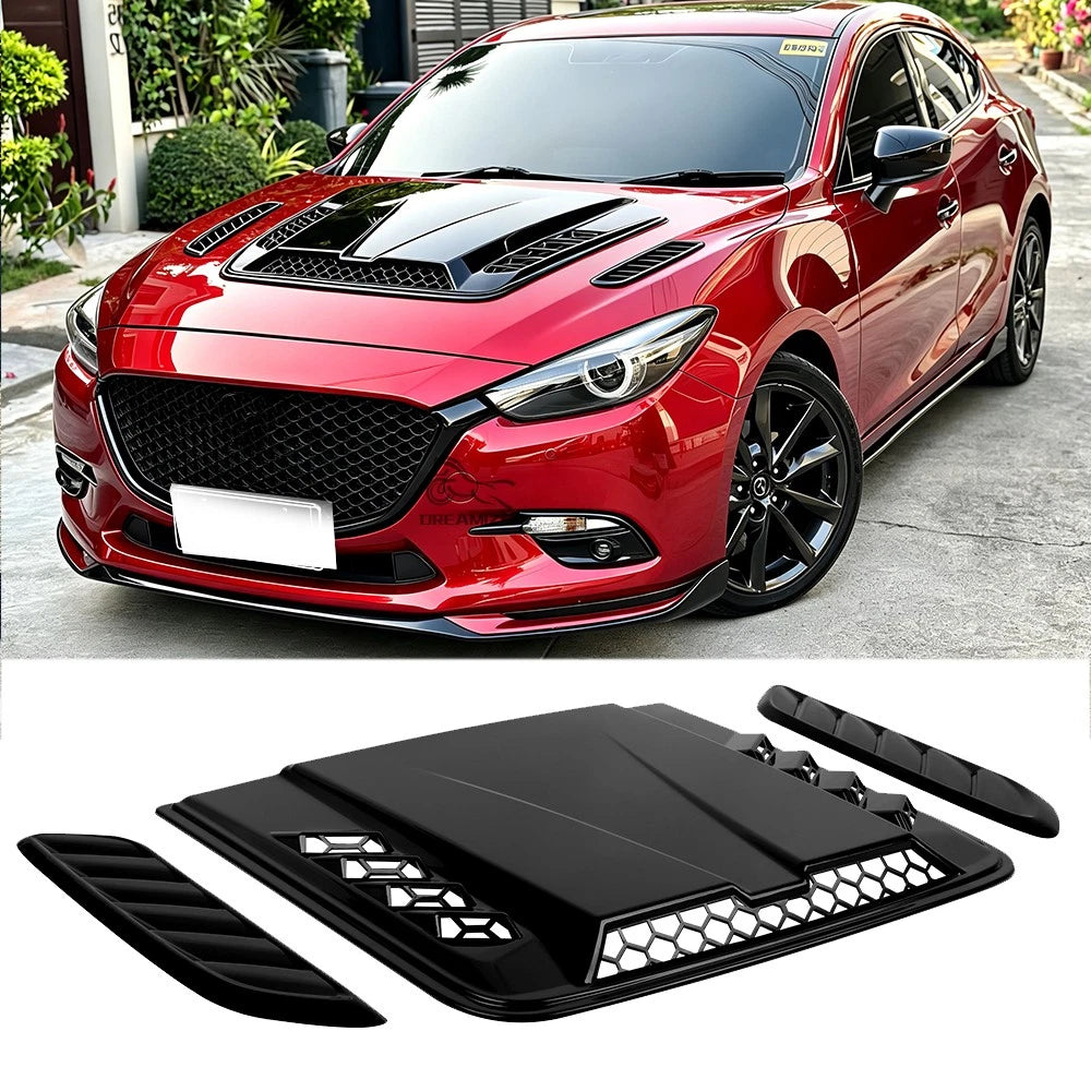 For Mazda 3 2 Car Front Air Flow Scoop Hood Intake Vent Bonnet Cover Trim Decor