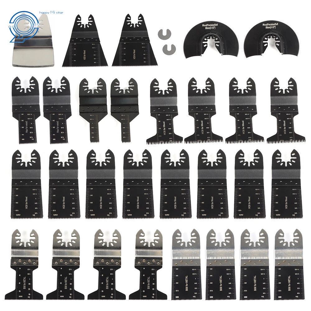31Pcs Universal Wood Metal Drywall Oscillating Tool Saw Blade For Metal Wood
