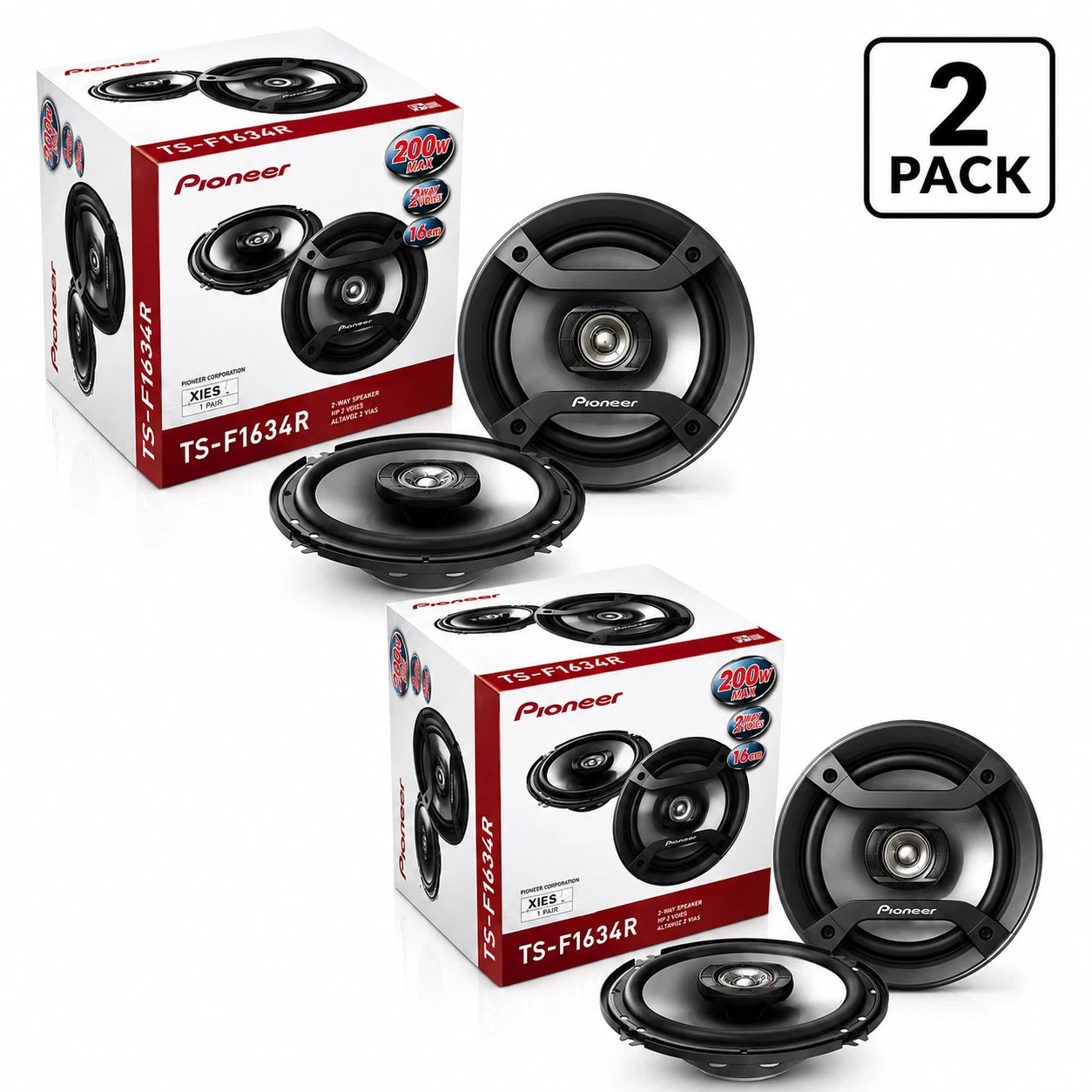 Pioneer TS-F1634R 6.5" 2-way Car Audio Coaxial Speakers 200 watts each