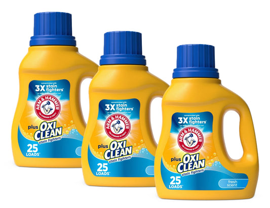 3xARM & HAMMER Plus OxiClean Stain Fighter Liquid Detergent, Fresh Scent 32.5 Oz