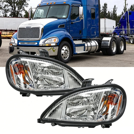 Für Freightliner Columbia 2004-17 Chrom-Scheinwerfer Fahrer-&Beifahrerseite m/ Glühbirne