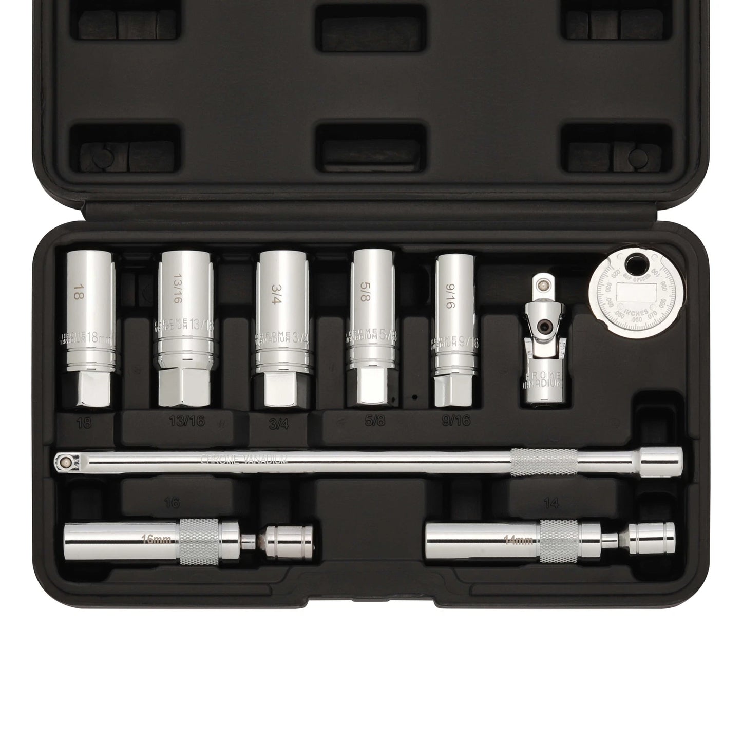 10PCS 3/8"Drive Magnetic Spark Plug Socket Set 6PT&12PT Extension Bar CR-V Steel