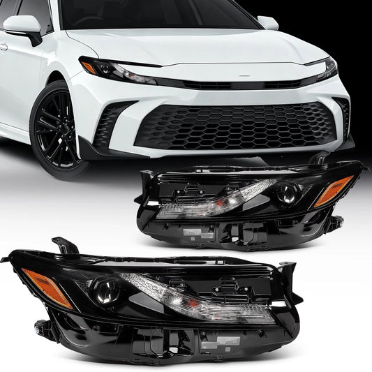 Pair Kit Projector LED Headlights w/Bulbs For Toyota Camry SE 2.5L Black Amber