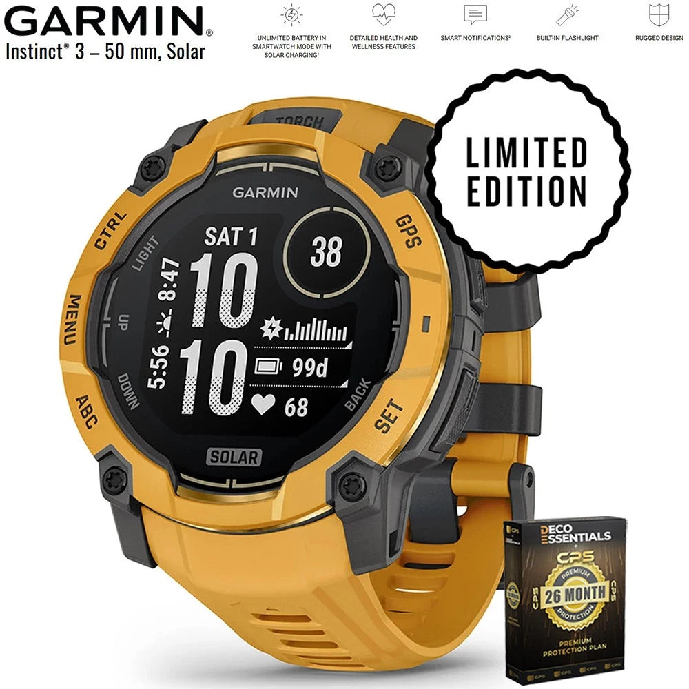 Garmin Instinct 3 - 50 mm GPS Smartwatch SOLAR Sunburst