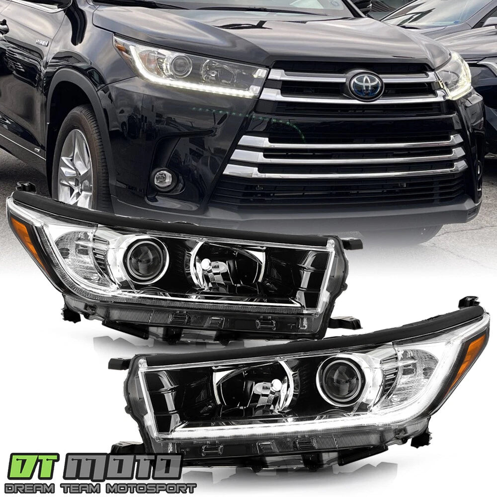 For 2017 2018 2019 Toyota Highlander SE w/ LED DRL Projector Headlights Headlamp
