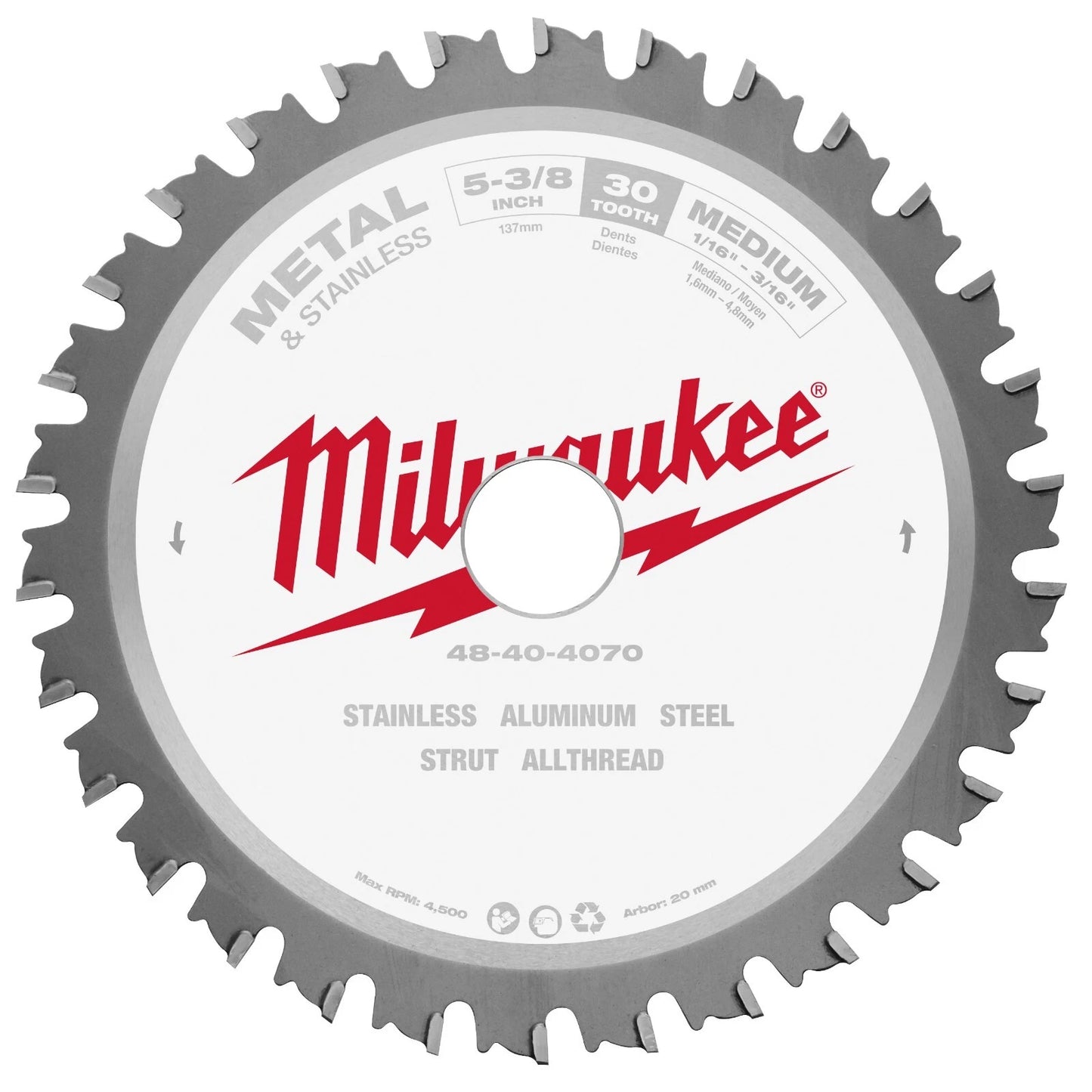 Milwaukee 48-40-4070 Circular Saw Blade, 5-3/8 in, 30 Teeth