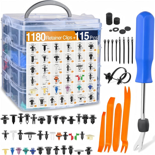 1295PCS Car Retainer Auto Fasteners Body Plastic Trim Clips Pin Rivet Bumper Kit