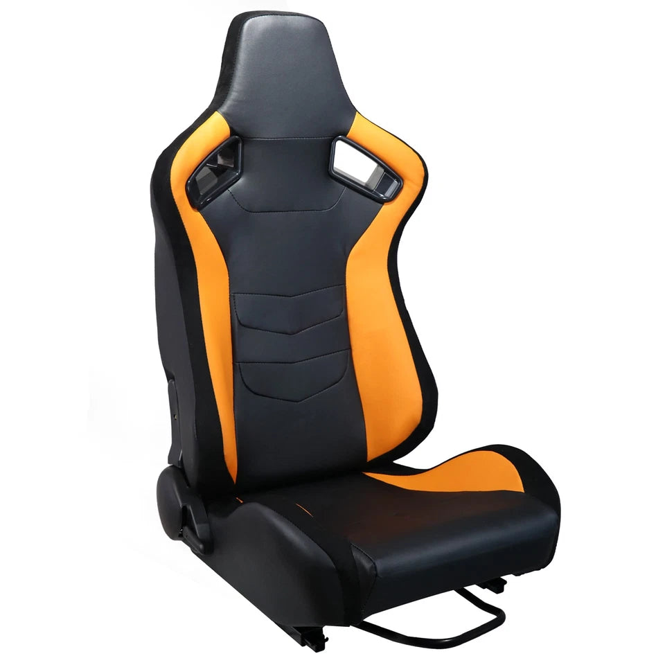 2Pcs Universal Racing Seat Black Yellow Adjustable Sport Seat with Dual Sliders
