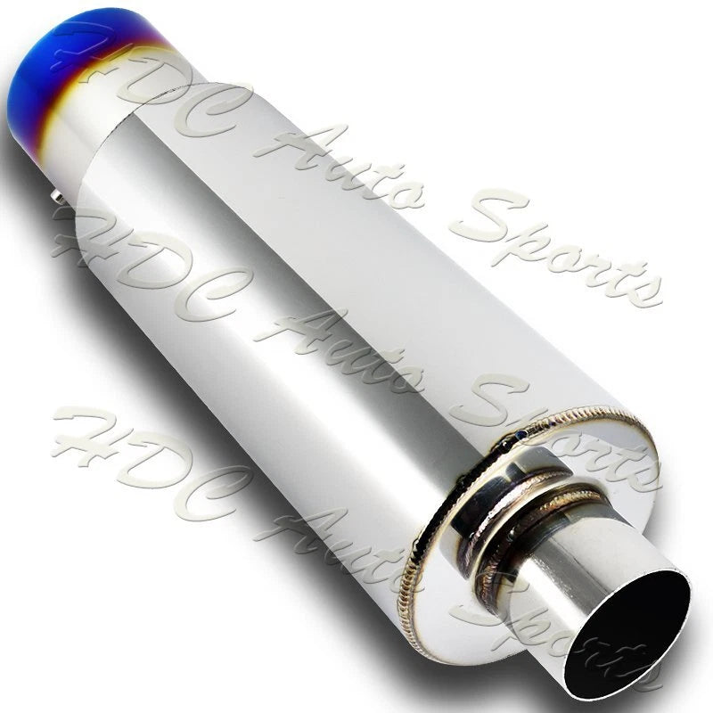 4" N1 Style Burn Tip Stainless Steel Racing Resonator Exhaust Muffler 2.5" Inlet