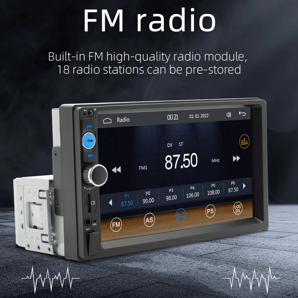 Single 1Din 7" Touch Screen Stereo Bluetooth Radio Car Apple/Android Carplay GPS