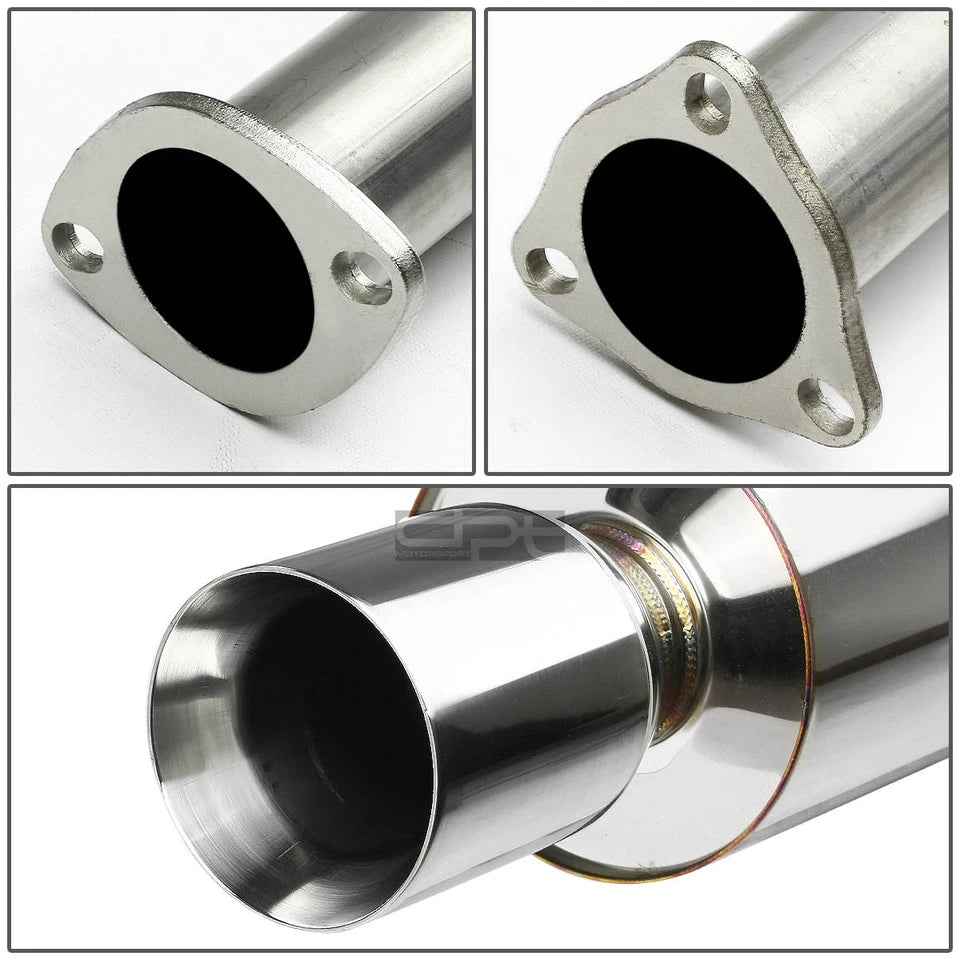Fit 92-00 Civic 2Dr/4Dr Em/Ej/Eg 4" Rolled Muffler Tip Racing Catback Exhaust