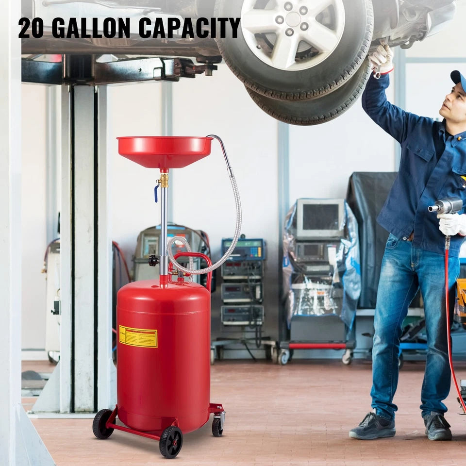 Waste Oil Drain Tank Portable Oil Drain 20 Gallon Air Operate Drainer