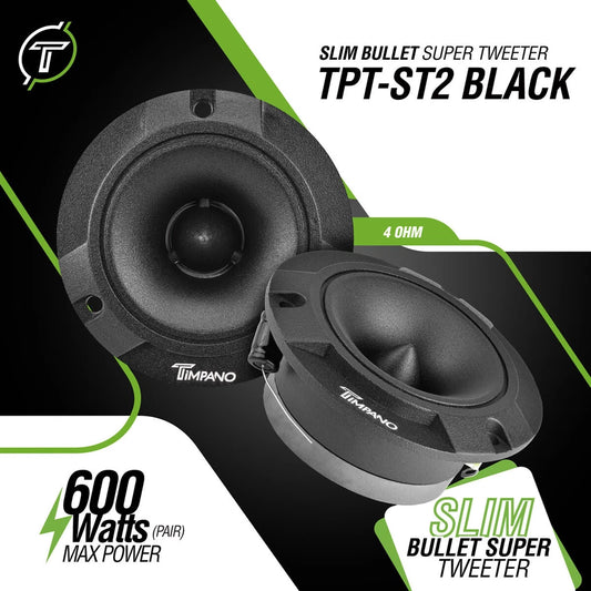 (2) 3.85" SUPER TWEETER TIMPANO 300W TPT-ST2 BLACK BULLET 4 OHM PRO AUDIO PAIR