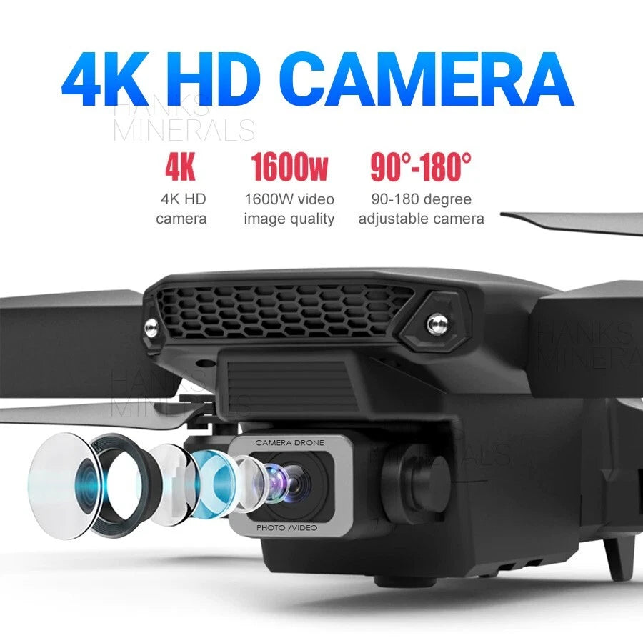 Drone 2026 4K HD Dual Camera WiFi FPV RC Foldable Quadcopter + 4 Batteries