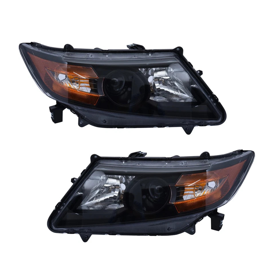 Pair Black Halogen Clear Corner Headlights w/o Bulbs For 2011-2017 Honda Odyssey