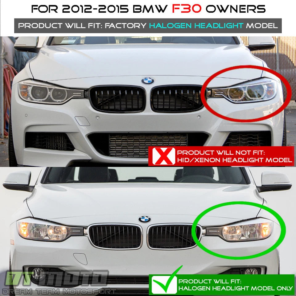 Black Smoke 2012-2015 BMW F30 328i 335i Sedan LED 3D DRL 2 Projector Headlights