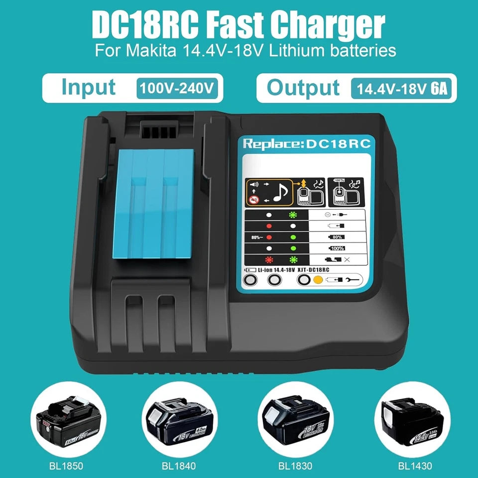 2PACK 18V For Makita 6.5Ah Lithium-Ion LXT Battery BL1830 BL1850 with Charger