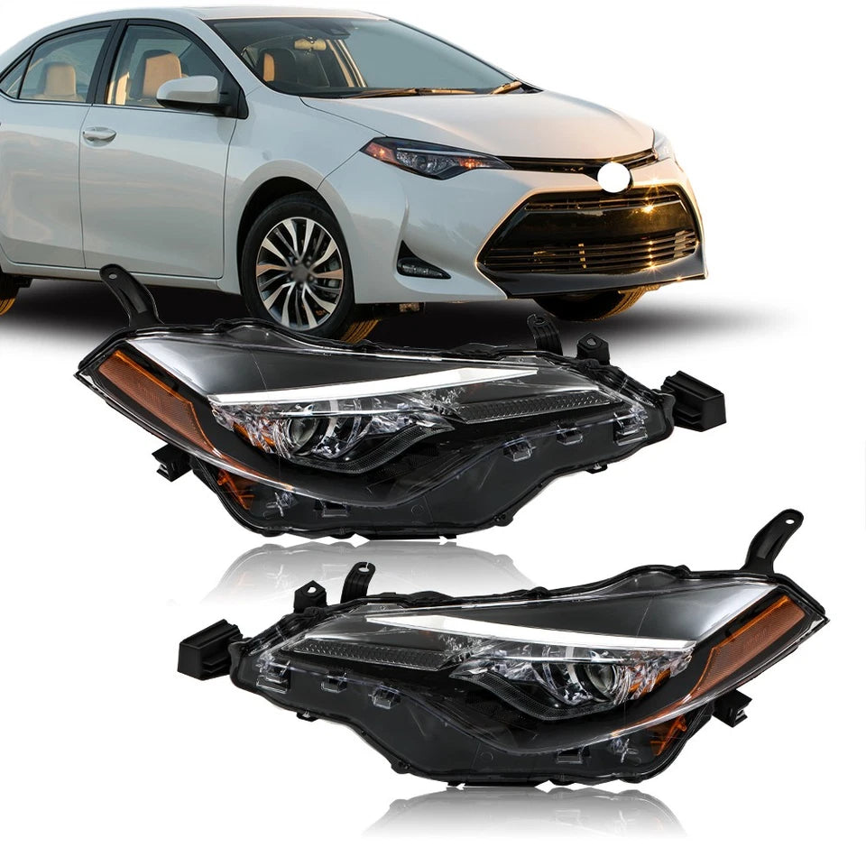 Pair Chrome Headlights For Toyota Corolla L Le Eco 2017-2019 Halogen Left+Right