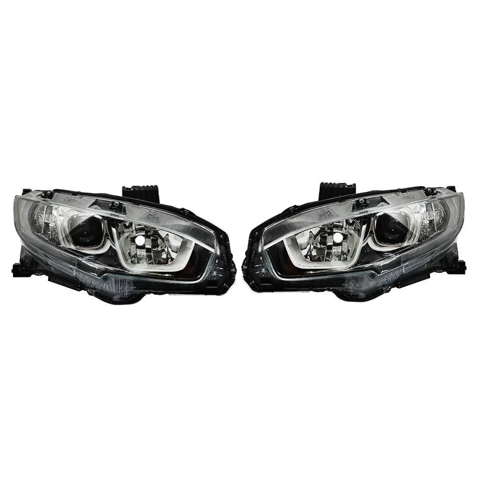 For Honda Civic 2016-2019 2020 Halogen w/DRL Headlights Headlamp Left+Right Side