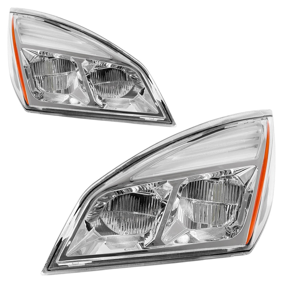 For Freightliner Cascadia 2018-2025 2022 23 Full LED Chrome Headlights Headlamps