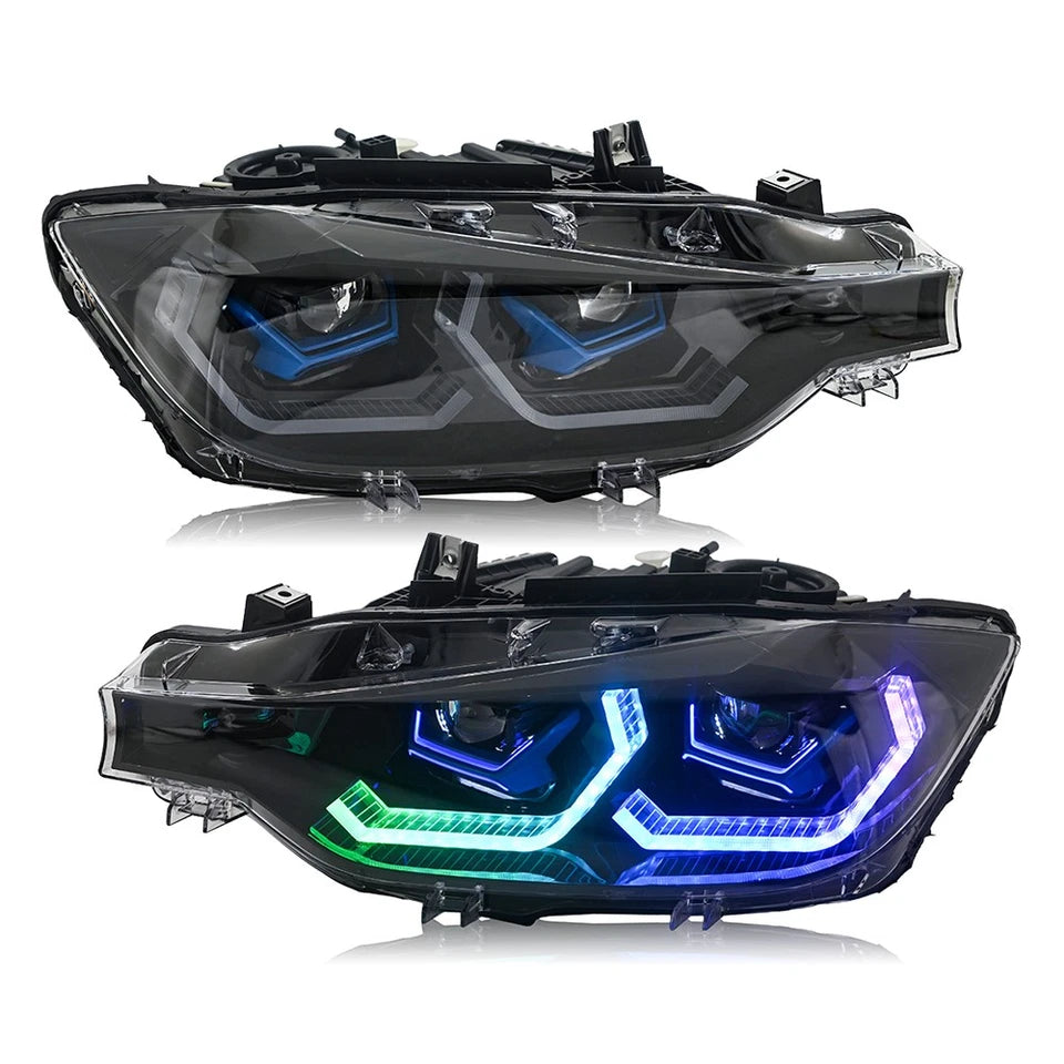 RGB LED Headlight For 2012-2015 BMW F30 3-Series Front Lamps Sequential Signal