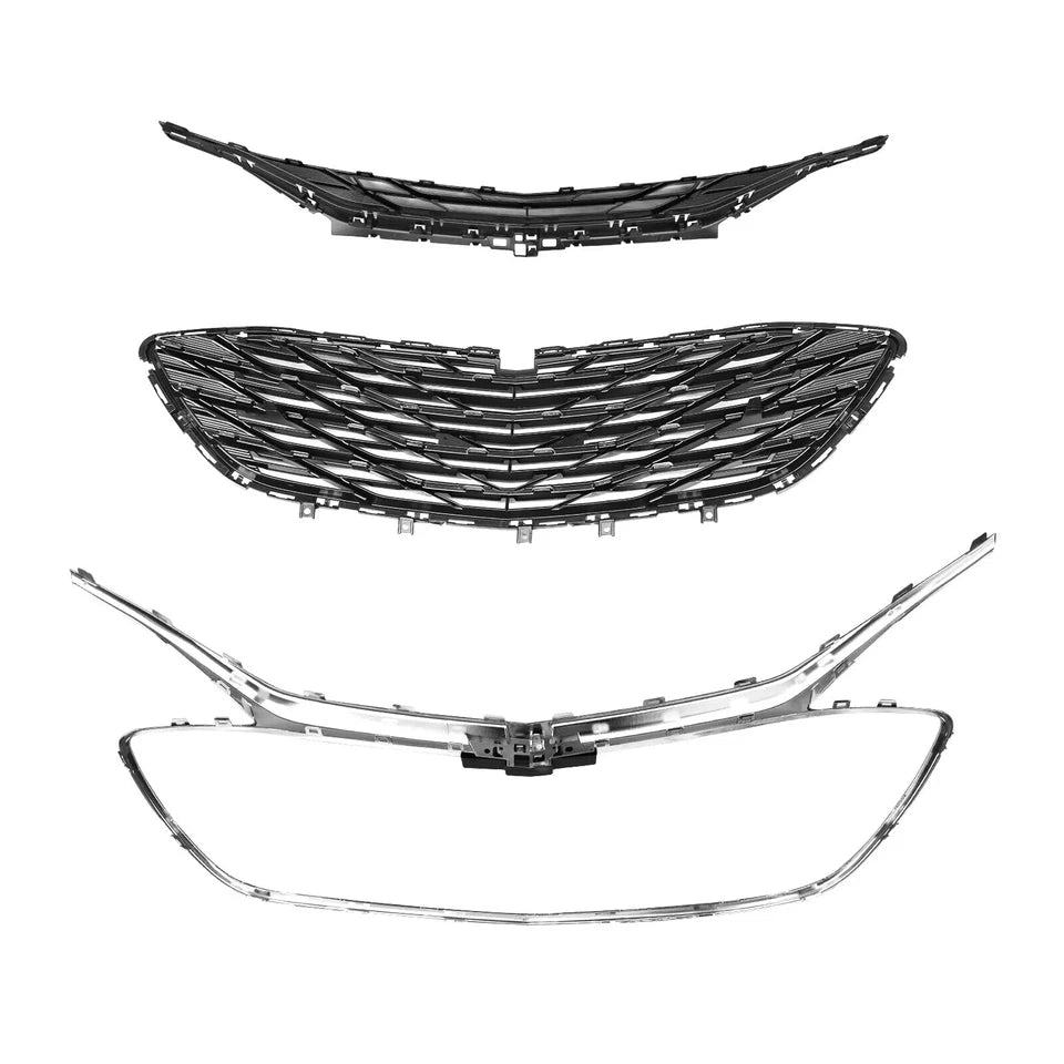For Chevrolet Chevy Malibu 2019-2025 Front Upper&Lower Grille W/Chrome Trim 3PCS