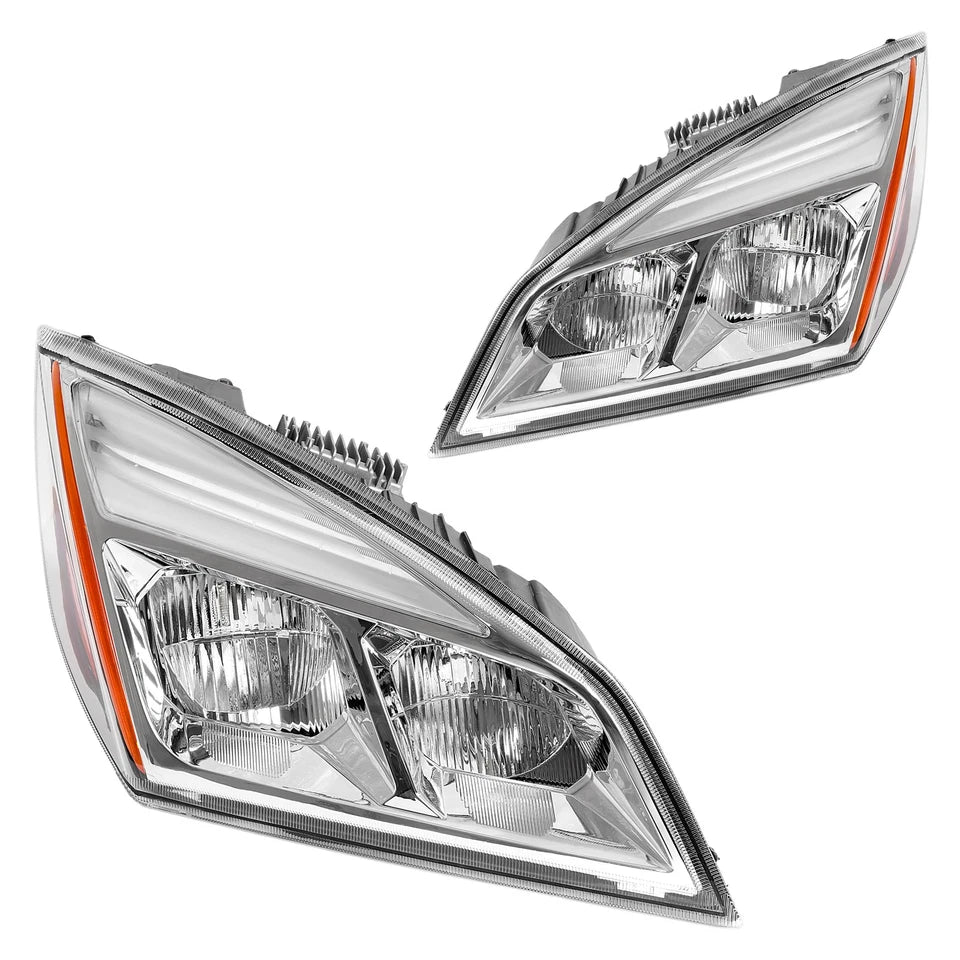 For Freightliner Cascadia 2018-2025 2022 23 Full LED Chrome Headlights Headlamps