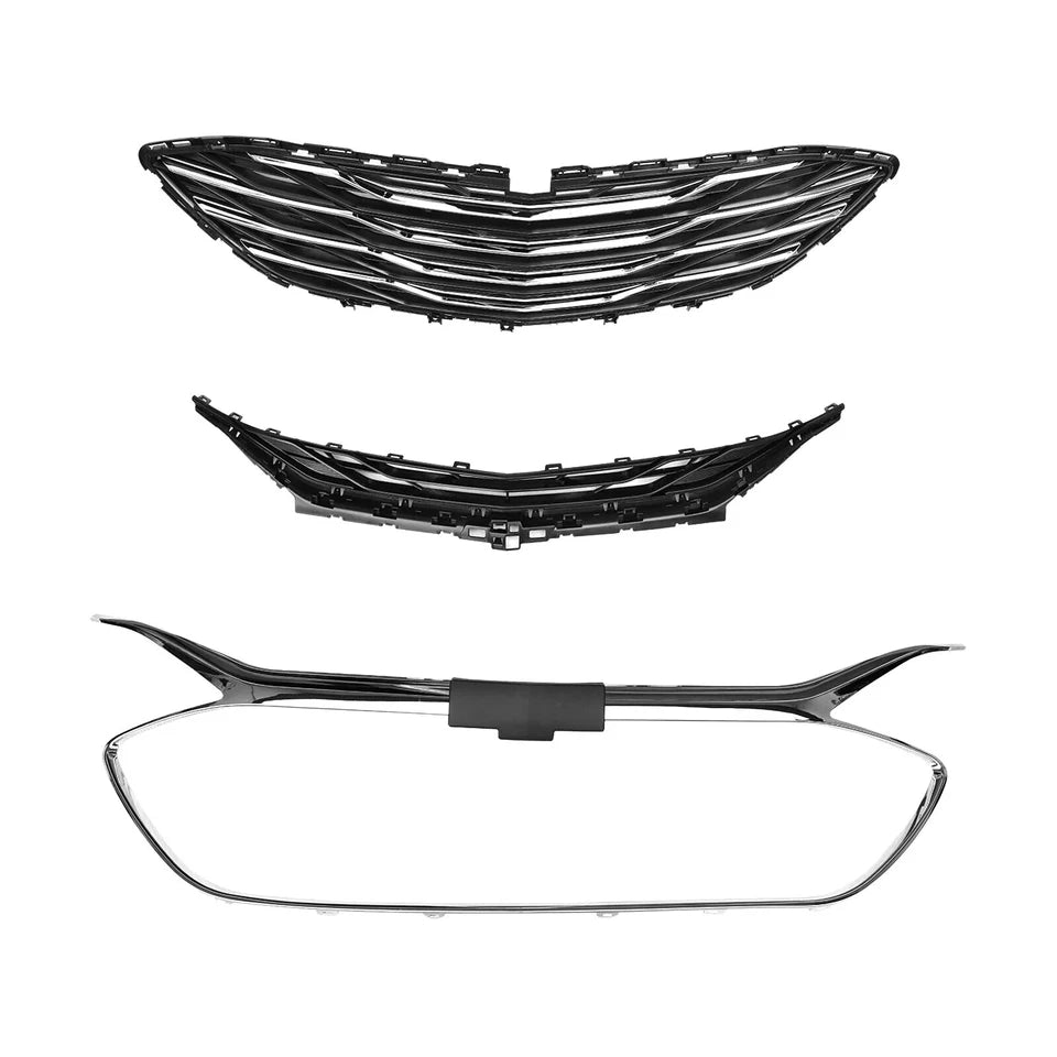 For Chevrolet Chevy Malibu 2019-2025 Front Upper&Lower Grille W/Chrome Trim 3PCS