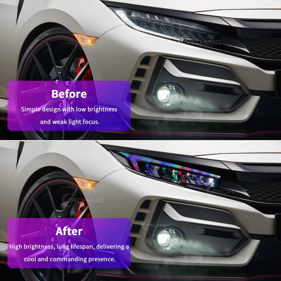 Sequential RGB LED Headlights For 2016-21 Honda Civic Sedan/Coupe/Hatchback,pair