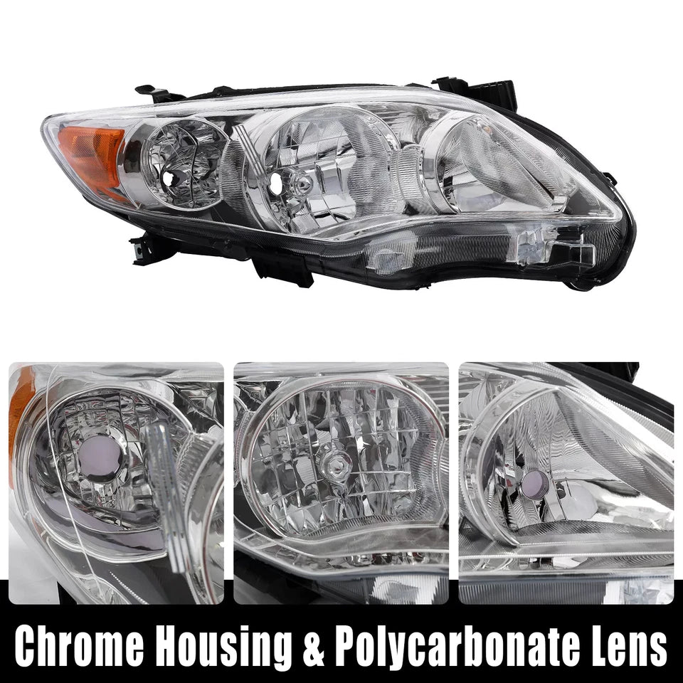Left & Right Headlights For 2011 2012 2013 Toyota Corolla Headlamps Replacement