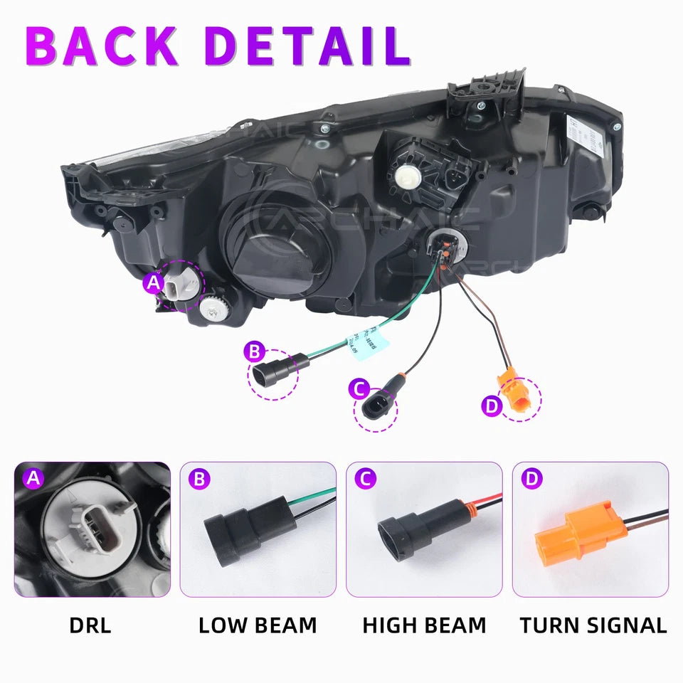 Sequential RGB LED Headlights For 2016-21 Honda Civic Sedan/Coupe/Hatchback,pair