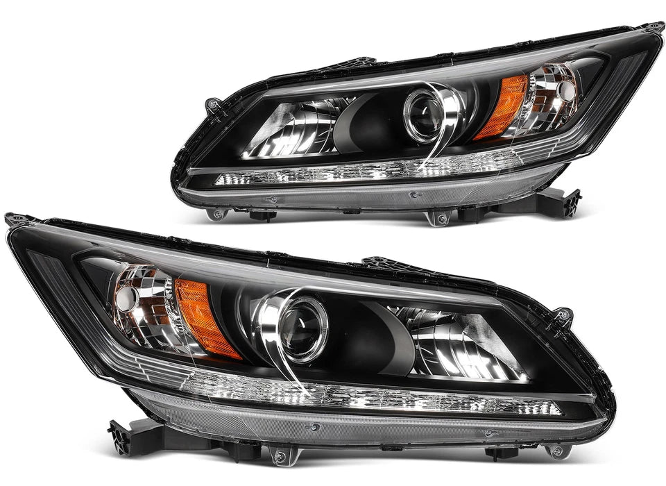 PAIR LED DRL Projector Headlights For Honda Accord Sedan EX-L 3.5L V6 2013-2015