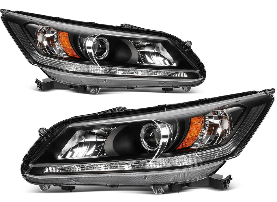 PAIR LED DRL Projector Headlights For Honda Accord Sedan EX-L 3.5L V6 2013-2015