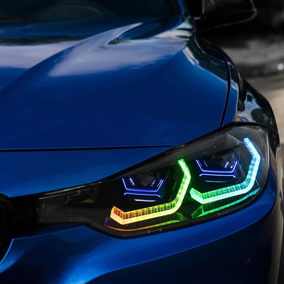 RGB LED Headlight For 2012-2015 BMW F30 3-Series Front Lamps Sequential Signal