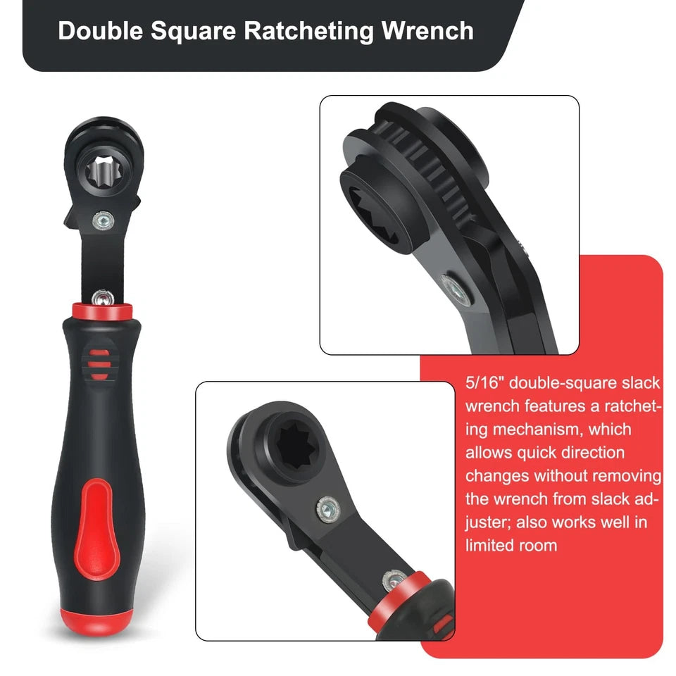 Brake Adjustment Tool Set 5/16" Ratcheting Wrench for Semi Trucks 2-Piece