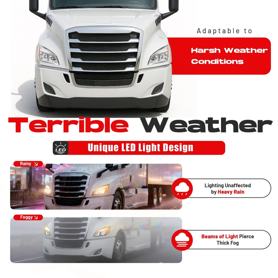 For Freightliner Cascadia 2018-2025 2022 23 Full LED Chrome Headlights Headlamps