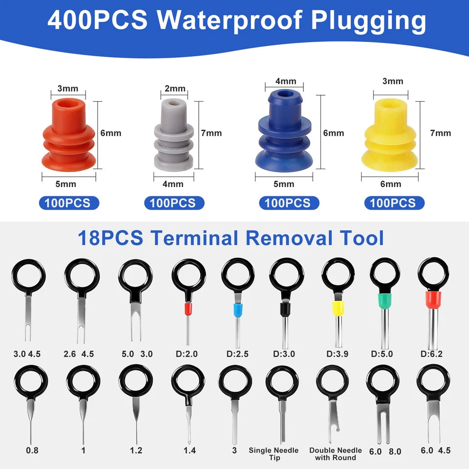820PCS Electrical Connector Pin Repair Kit Ratchet Crimp Tool Terminal Extractor