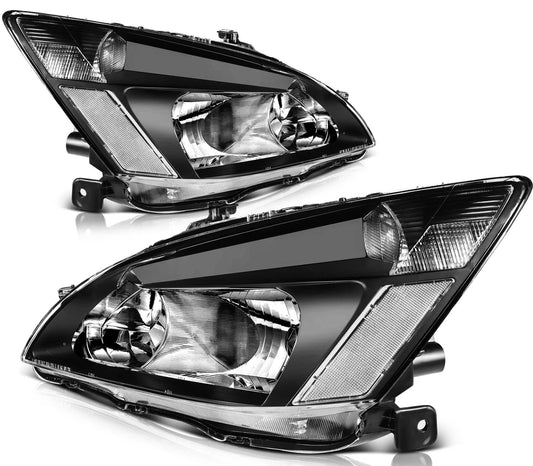 Pair Headlights Assembly Fits 2003-2007 Honda Accord Left + Right