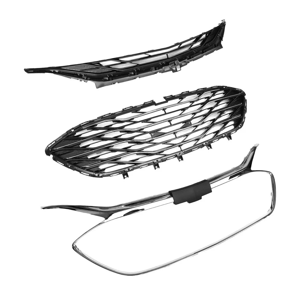 For Chevrolet Chevy Malibu 2019-2025 Front Upper&Lower Grille W/Chrome Trim 3PCS