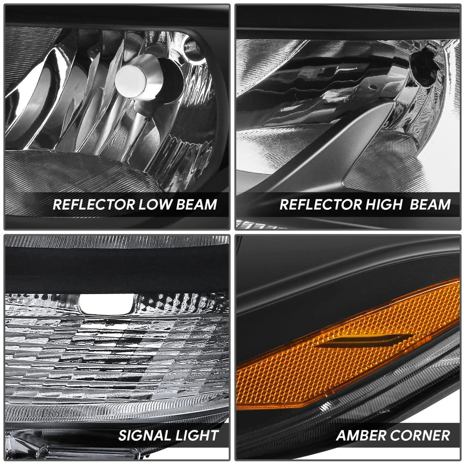 Pair Left + Right Black Amber Halogen Headlight Lamps for Mercedes Sprinter W907