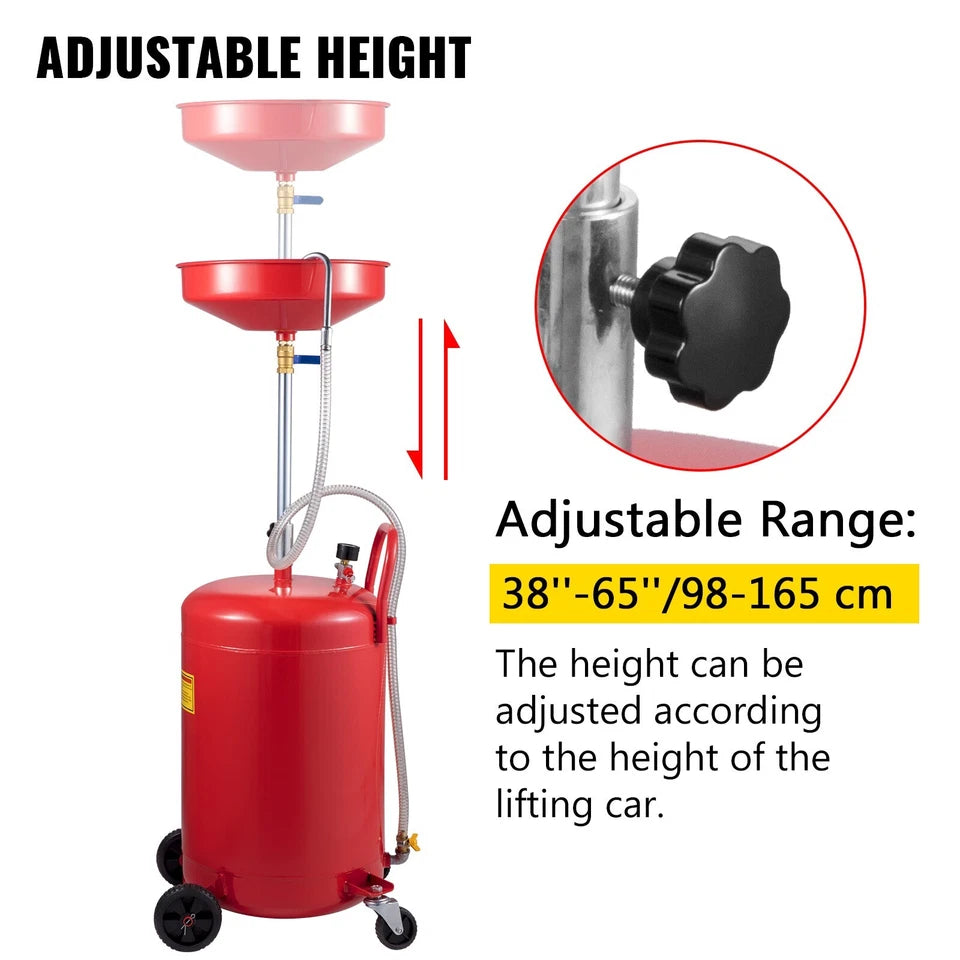 Waste Oil Drain Tank Portable Oil Drain 20 Gallon Air Operate Drainer